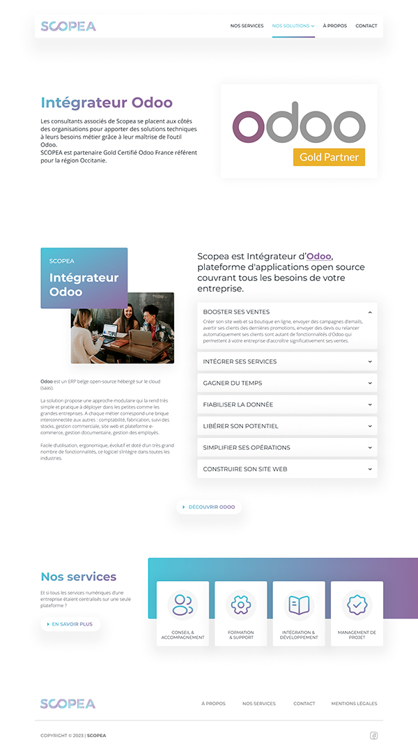 création d'une maquette pour scopea page de service